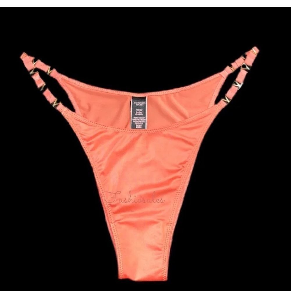 Victorias Secret LOVE by Victoria Logo Hardware Brazilian Slip panty Ripe papaya
